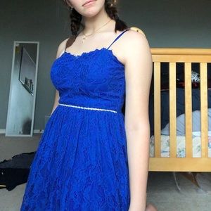 Lace blue homecoming dress